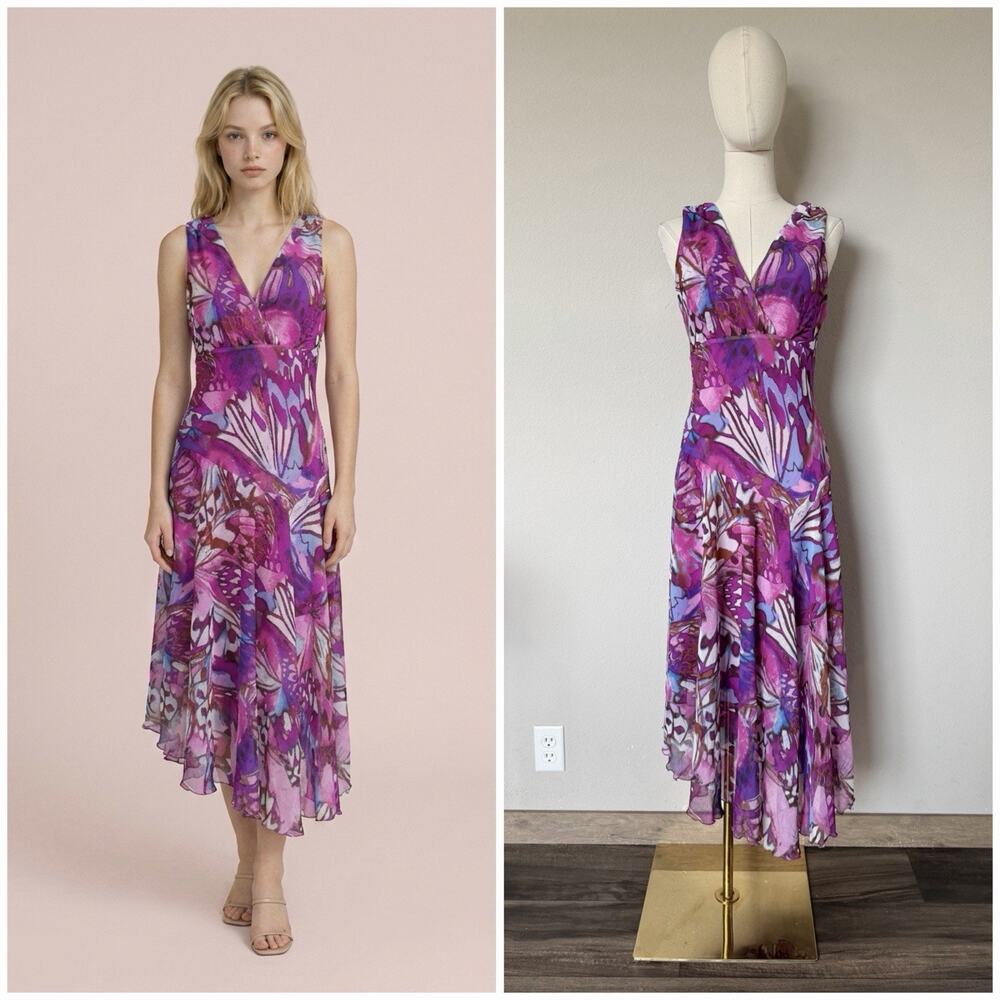 Y2K Dress Barn Sz 6 Asymmetric Midi Slip Dress Fairy Boho Coquette
